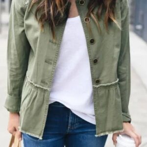 Caslon olive green peplum jacket size medium